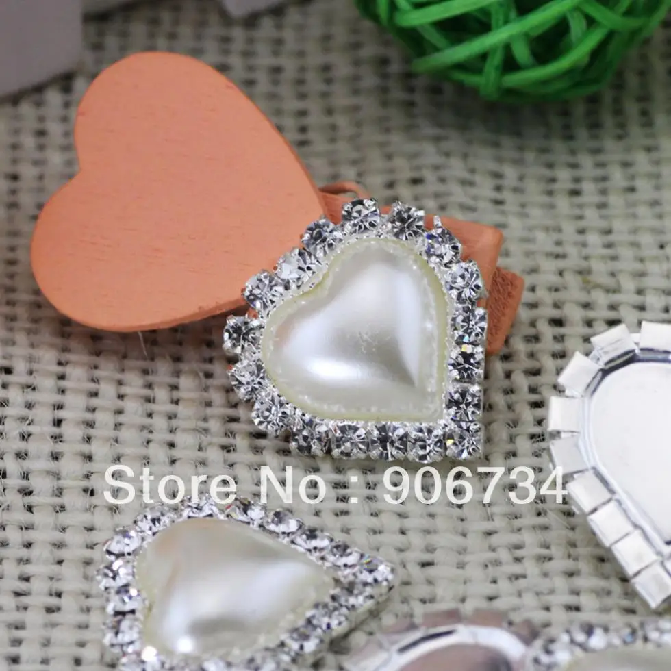 10 шт./лот 21 мм жемчужное сердце Бриллиантовая блестящая пряжка с глянцевым
