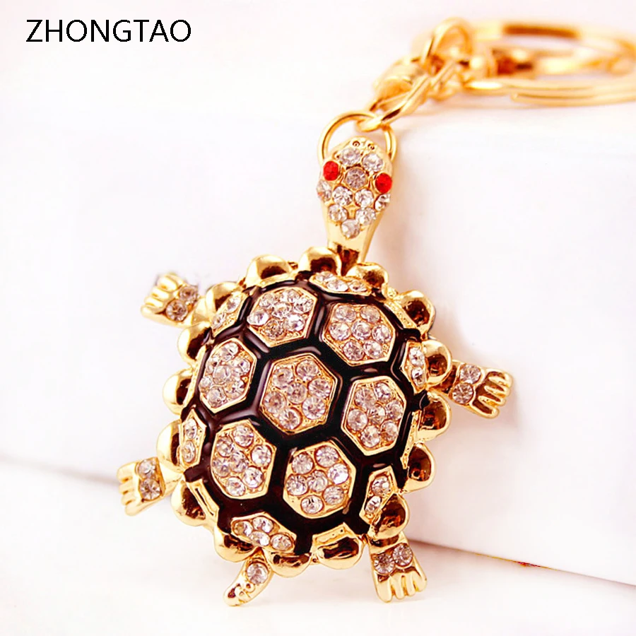 Chaveiros! Модный брелок с кристаллами в виде черепахи стразы кольцом-держателем