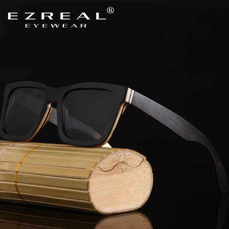 

EZREAL 2017 Real Wood Sunglasses bamboo Men women brand Designer Square Sun Glasses Gafas de sol oculos masculino eyewear