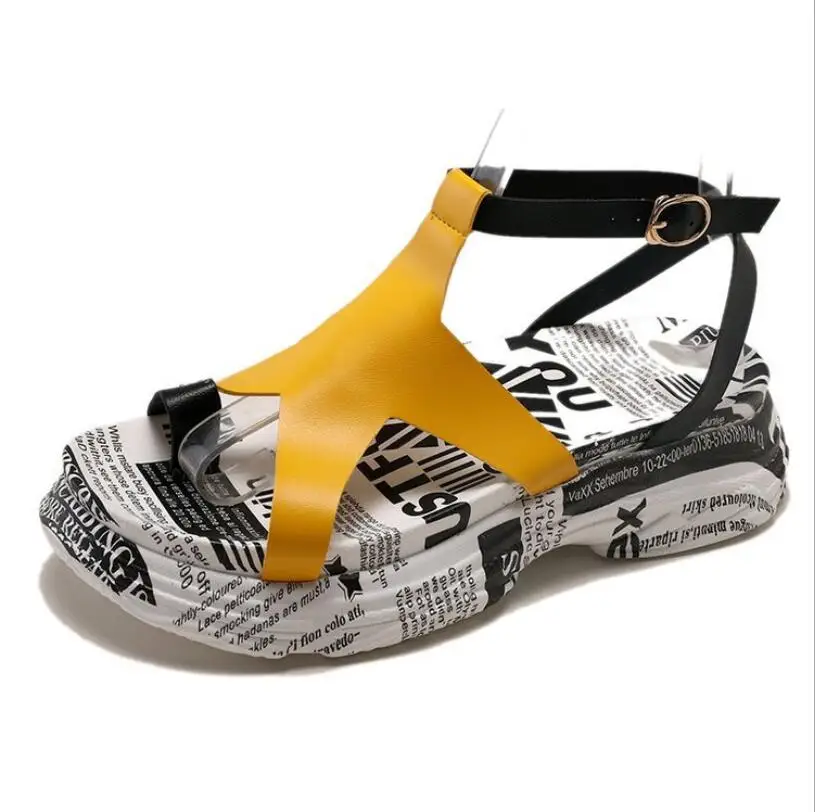 Женские босоножки с сетчатым ремешком CS503 дизайнерские сандалии на платформе