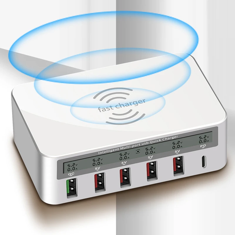 6 Port QC3.0 Type-C PD Smart Universal USB Wireless Combined Charger Adapter Station Hub | Мобильные телефоны и