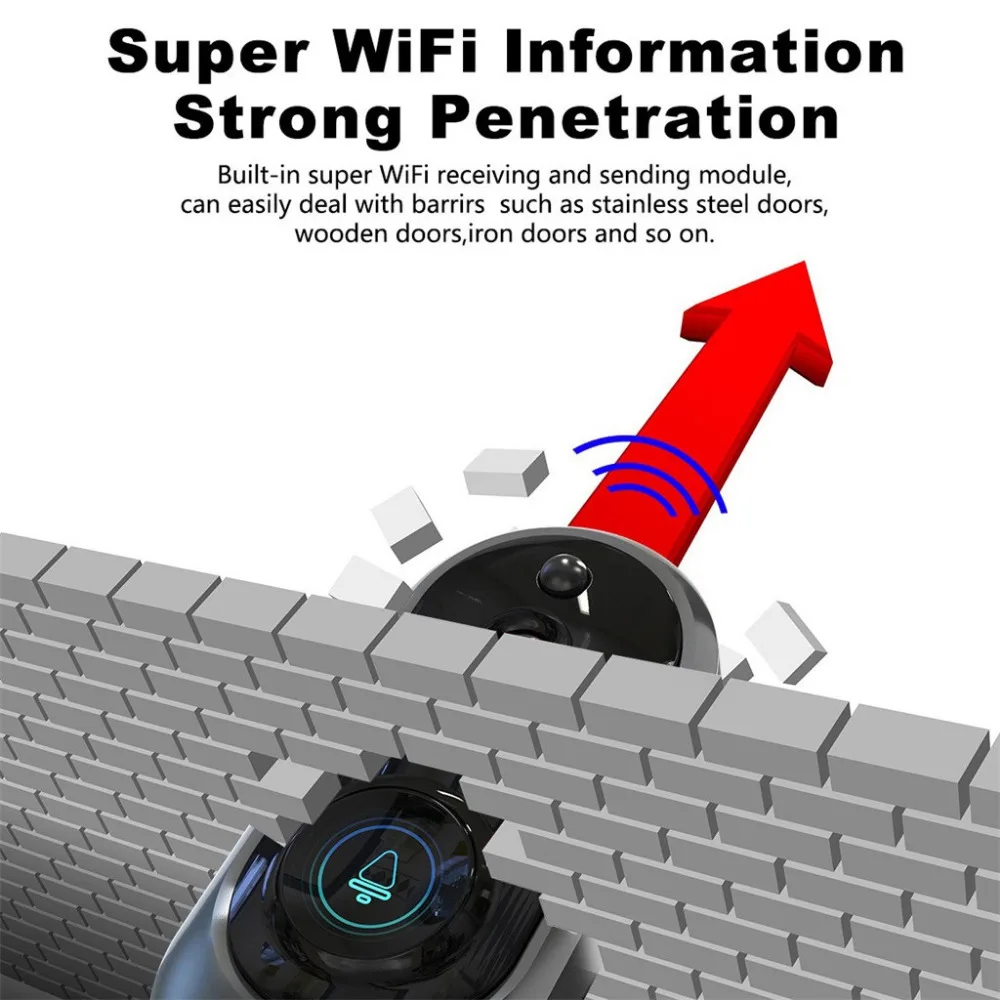 Smart видео беспроводной wifi-звонок ИК визуальная камера Запись дома системы безопасности#4
