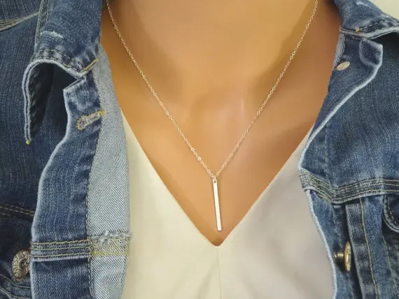 Модное ожерелье с вертикальной планкой Простой палкой тонкое начальной |