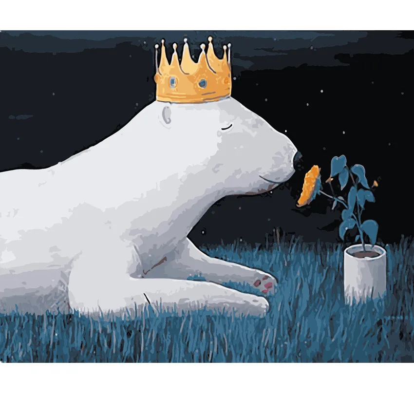 RIHE краска для рисования по номерам детей Медведь масляная животных на холсте
