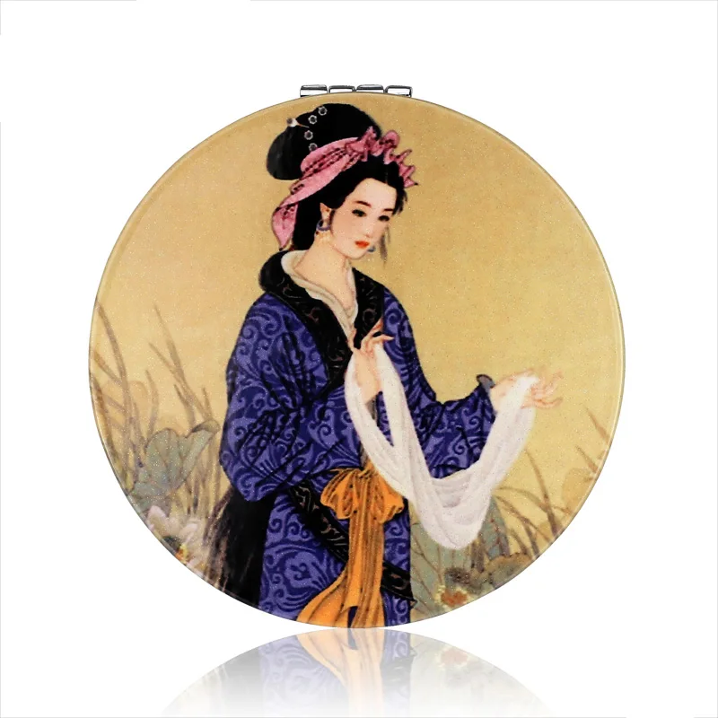 Xi Shi Косметическое зеркало для макияжа, подставка для зеркала заднего вида для настольного ванной комнаты, спальни, для путешествий, инструменты, круглое зеркало в китайском стиле - Цвет: Xi Shi