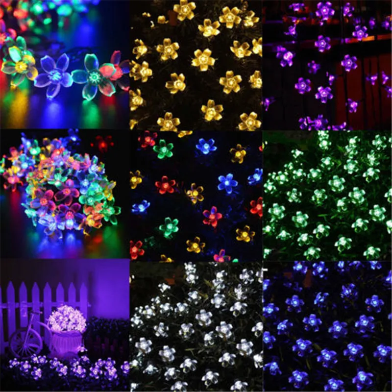 

New Multi 10M 100 LED Cherry Blossoms Peach Flower String Fairy Christmas Light, Battery Operated 2/3/4m Sakura star Garland
