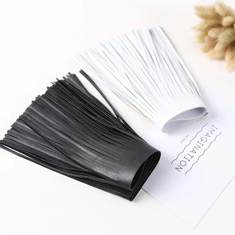 15 см Широкий черный белый цвет Искусственная кожа Материал пряжи с бахромой