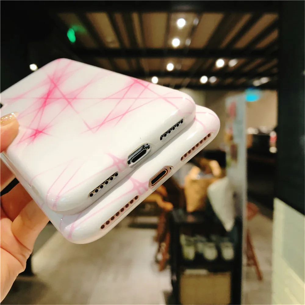 WANGFUZHI розовый волокно узорчатый чехол для iPhone 6 6S 7 8 Plus X Глянцевая задняя крышка