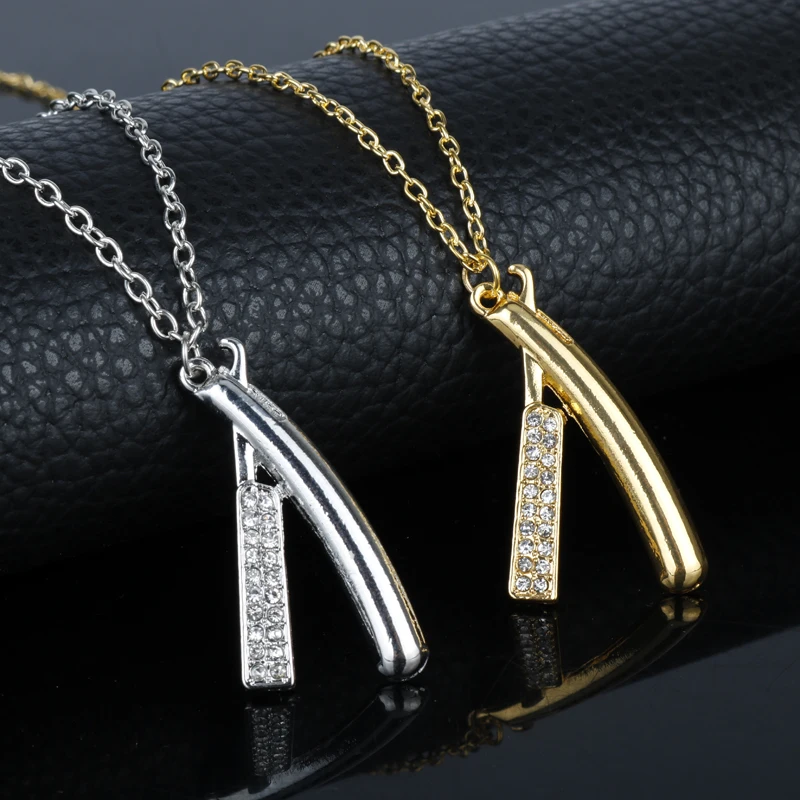 Инструменты для парикмахерской Ожерелье Стразы кулон бритва ожерелье цепочка