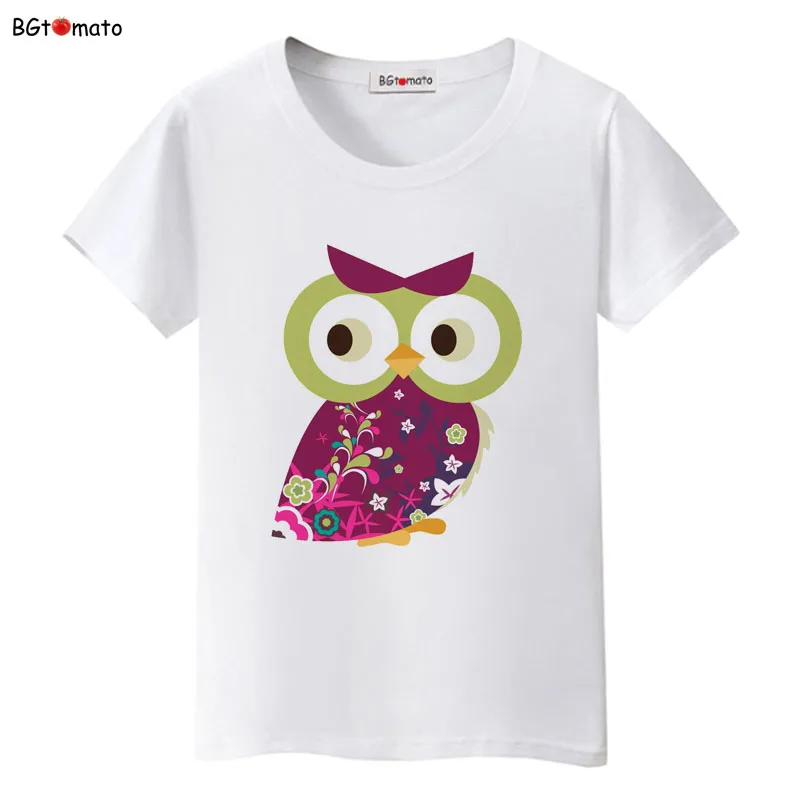 

BGtomato New arrival colorful artwork owl T shirt women fashion summer popular shirts Brand good quality comfortable tops