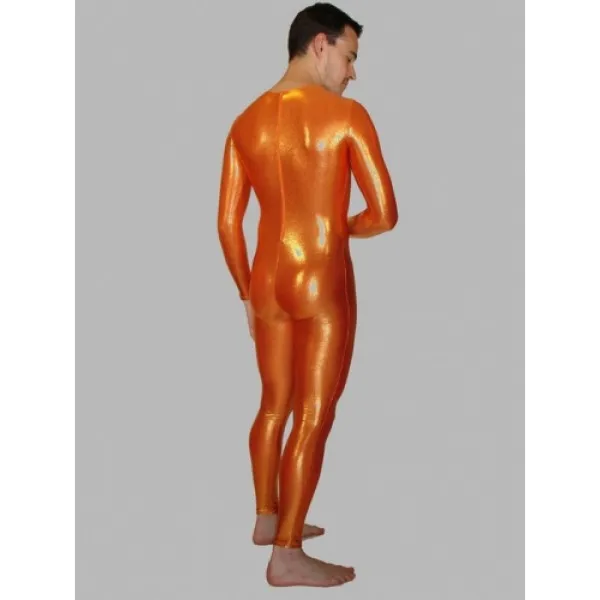 SPEERISE мужские блестящие металлические маленькие костюмы Zentai с круглым вырезом на