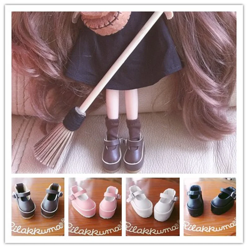 1 пара модные кожаные туфли на платформе для кукол 1/6|shoes for blythe|dolls accessoriesfashion doll