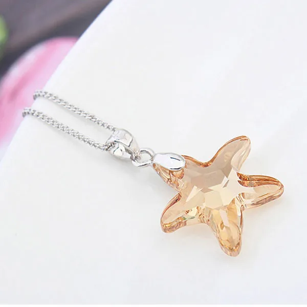 Joyashiny колье с кристаллами Swarovski кулон в виде морской звезды цепочка родиевым