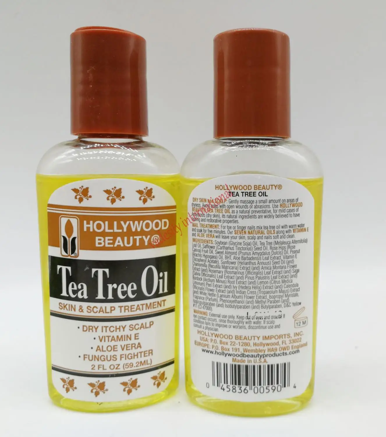 

hollywood beauty tea tree oil skin scalp treatment Vitimn E Aloe Vera