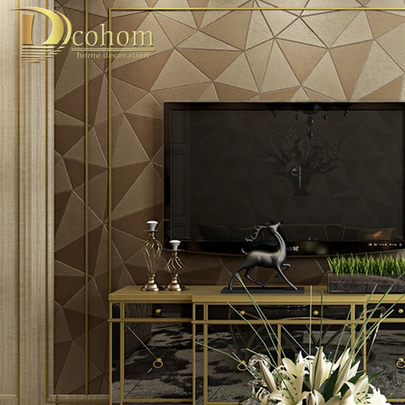 Современные золотые серебристые фиолетовые бежевые геометрические обои с