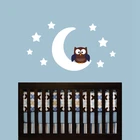 Бесплатная доставка Diy Сова на Луне и звезде виниловая наклейка на стену-детская комната Сова дизайнерская Настенная картина украшение для спальни