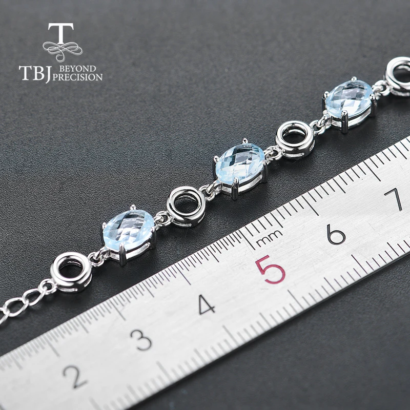 Женский браслет с голубым топазом TBJ Ювелирное Украшение натуральными