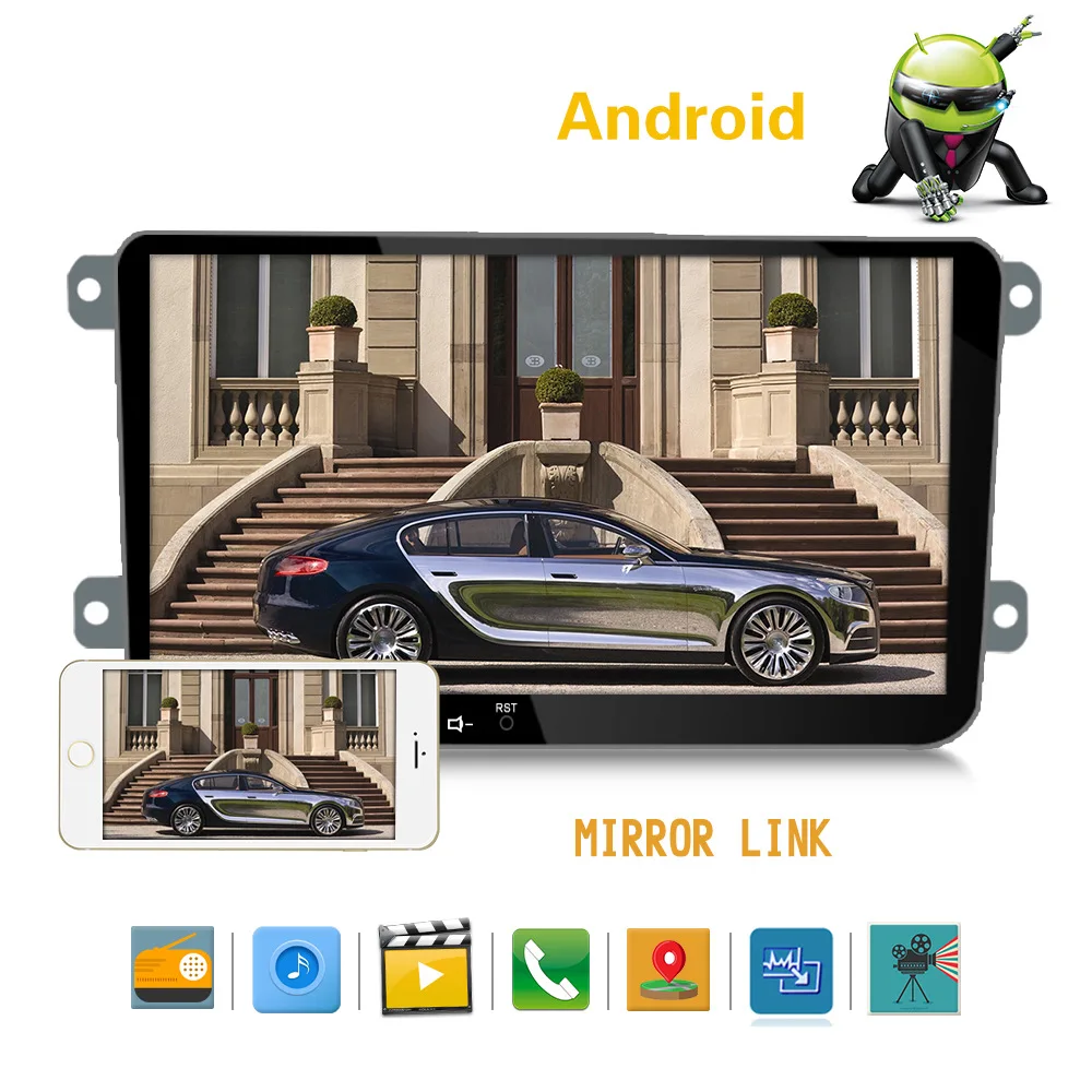 Android 8 1 автомобильный Радио Стерео GPS навигация MP5 плеер 9 дюймов сенсорный экран 16G