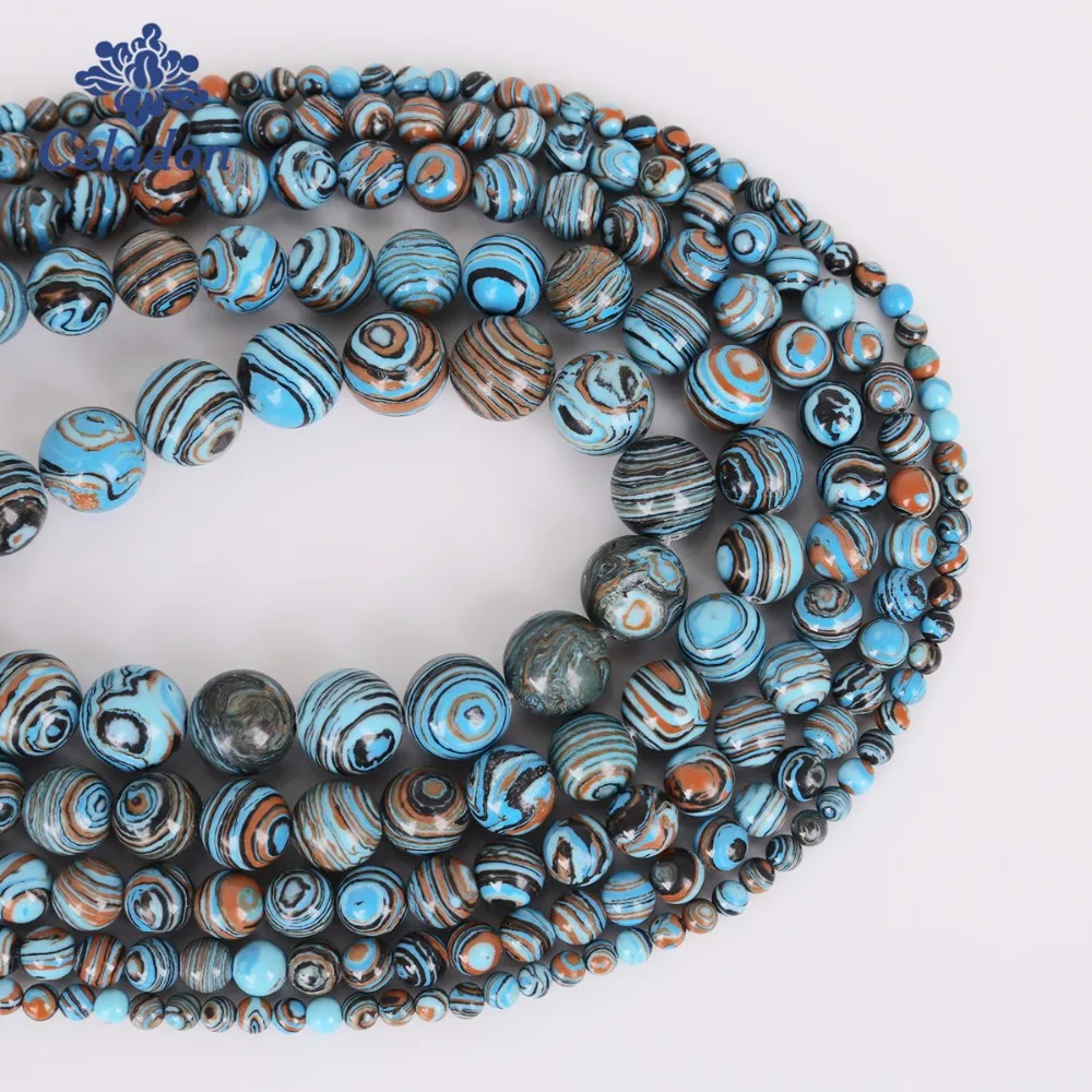 Новые модные бусины из искусственного синего малахита бусы для женщин Diy колье и