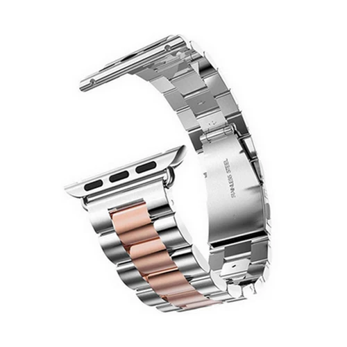 silver rose gold Ремешок из нержавеющей стали для apple watch 4 5 Группа 44 мм 40 мм, 42 мм, 38 мм, версия металлический браслет для наручных часов iwatch, ремешок 5/4/3/2/1 Карлос Корреа аксессуары - Цвет ремешка: silver rose gold