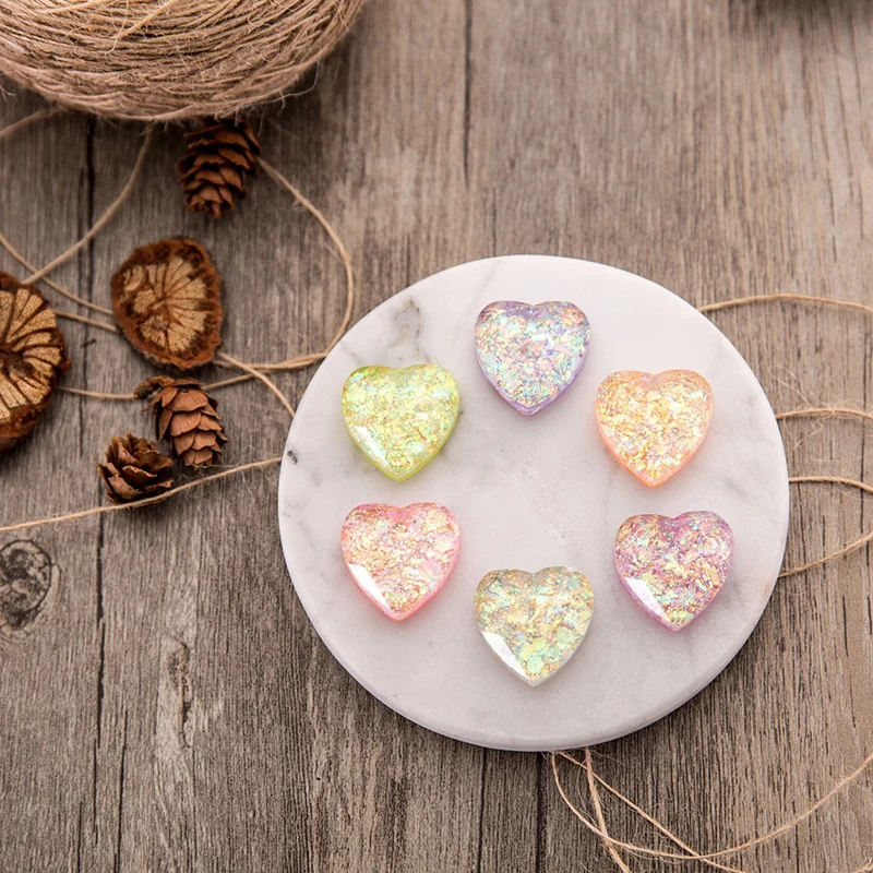 5 шт Bling Heart Shape 20*20 мм 9 Тонкий Кабошон из смолы подходит для ювелирных изделий
