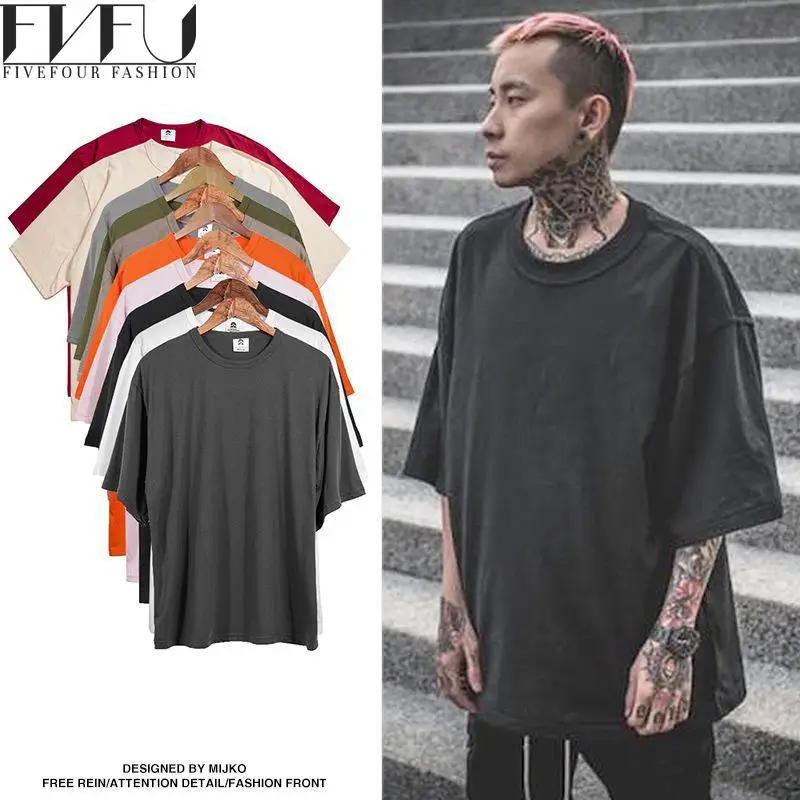 Новый Мода 2017 Хип хоп Футболка мужская повседневная свободная короткий рукав