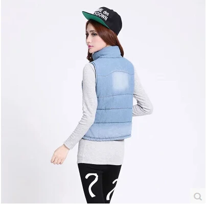 Женский винтажный жилет с хлопковой подкладкой джинсовый карманами