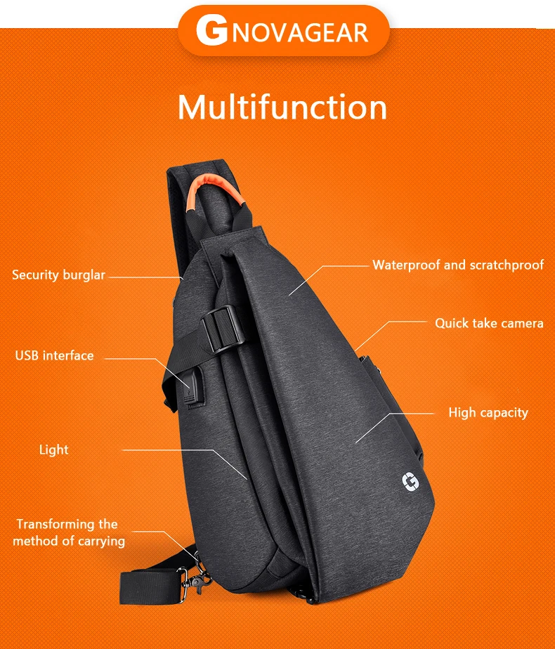 Легкий водонепроницаемый противокражный ударопрочный рюкзак через плечо для