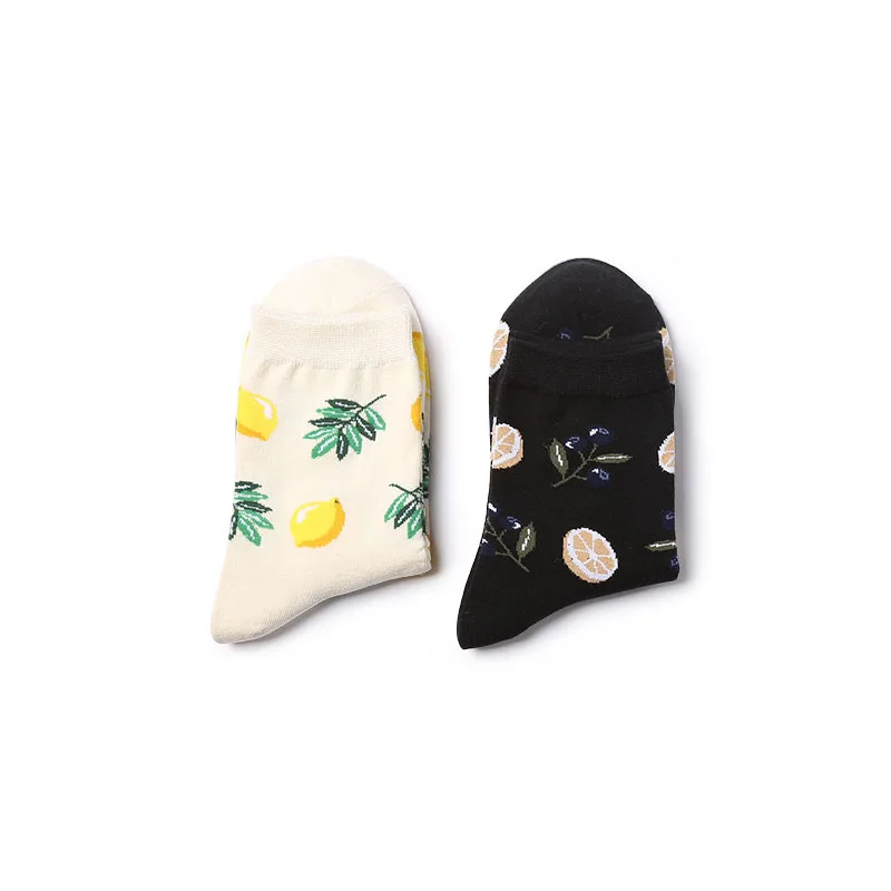 Topchild creative illustrations socks Tropical fruit avocado banana lemon sock happy winter thick Warm unisex Casual comfortab | Женская