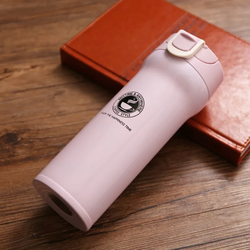 Pink-kf5 380 мл двойные стенки из нержавеющей стали, термосы для автомобиля, Термокружка для путешествий, портативные термосы, портативная посуда для напитков, кофе, чая, Термокружка - Цвет: Pink-kf5