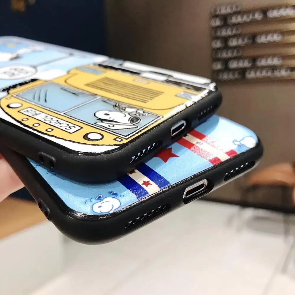 Cartoon Anime Snoopy Mobile Shell for Apple iphones 6/6s 6plus 7 8 7plus 8plus X XR Xs XSMax cute bus phone case | Мобильные
