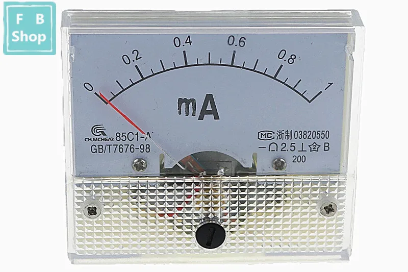 1 шт. 85C1-mA 1mA DC стрелочный Амперметр 85C1 серии аналоговая AMP метр 64*56 мм Размер