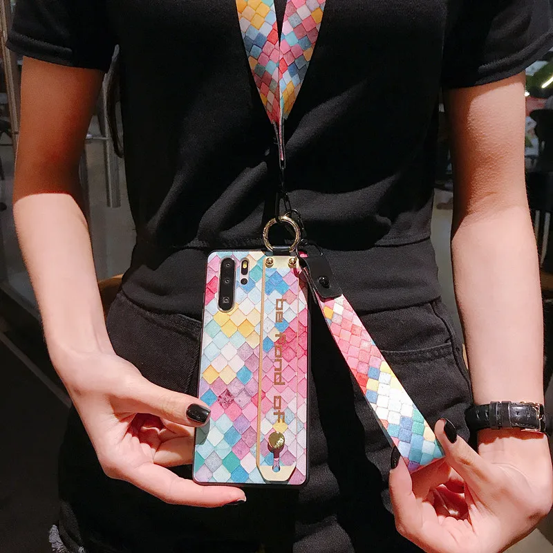 Multi (Halter Strap) Ремешок на запястье Мягкий ТПУ чехол для телефона для huawei Nova 3 3i 3e 4 5i 5 Pro Honor 8X9X10 20 Lite Pro 10i 20i чехол s Scale Holder Cover - Цвет: Multi (Halter Strap)