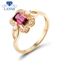elegance shaped wedding rings natural pink tourmaline diamond ring in 18 kt yellow gold wu38