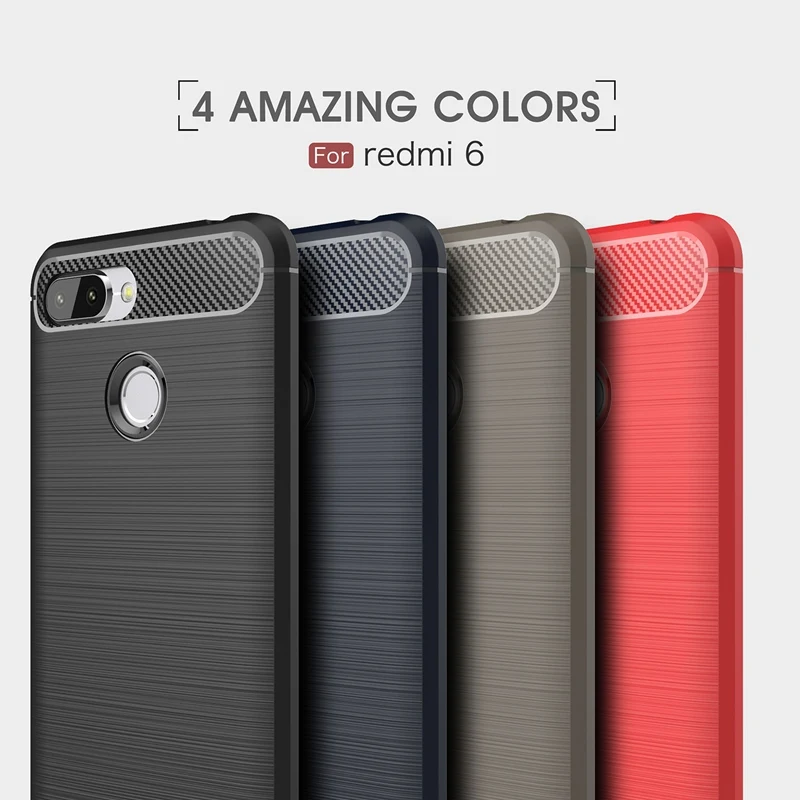 Чехол UPaitou для Xiaomi Redmi 6 Ультратонкий чехол из углеродного волокна мягкий ТПУ