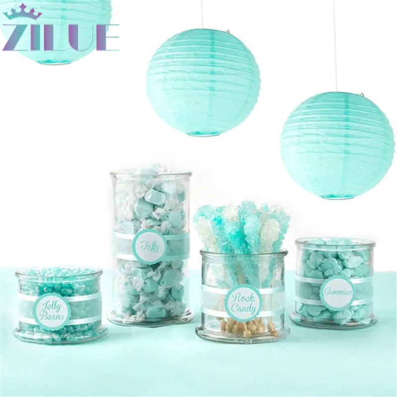 Zilue 10 шт./лот 8 дюймов (20 см) Тиффани синий бумажный фонарь детский школьный