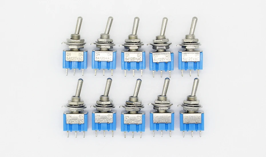 10 шт./лот синий мини MTS-102 3-контактный SPDT ON-ON 6A 125VAC миниатюрные тумблеры