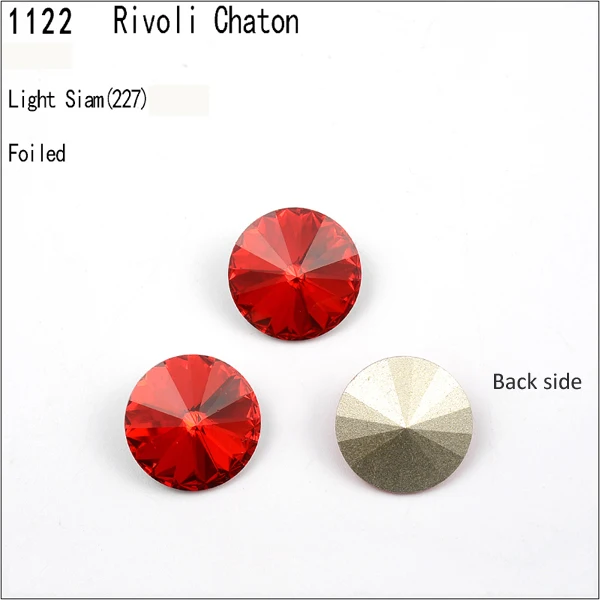 Light Siam F (227) 1 шт.) с украшением в виде кристаллов от Swarovski 1122 круглые Rivoli камня(без отверстия) фольгированная Австрия Стразы для бижутерии, материал для рукоделия - Цвет: Light Siam F (227)
