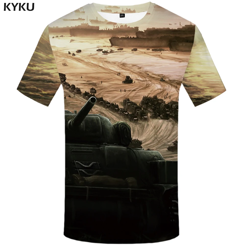 KYKU Brand Military T-shirt Men War Tshirt Printed Tank Tshirts Casual Russia T-shirts 3d Shirt Print Mens Clothing Punk Rock | Мужская