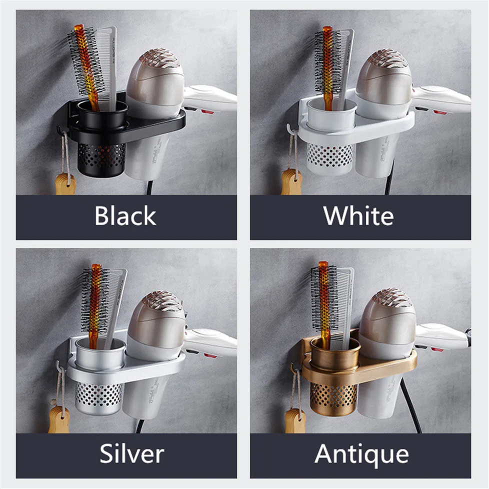 Многофункциональная настенная алюминиевая полка для сушки волос и ванной