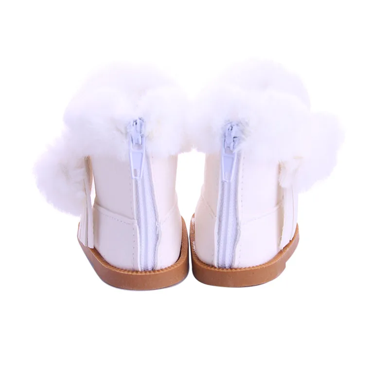 LUCKDOLL белые теплые зимние сапоги подходят для 18 дюймовых американских кукол куклы
