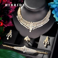 hibride sparkling new design 4pcs wedding bridal cubic zircon necklace jewelry set dress jewelry set for party gifts n 839