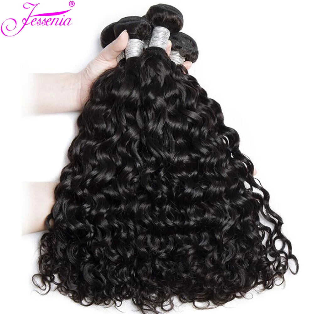 Волна воды 4 пучки бразильских локонов переплетения пучок s 100% remy волос ткет