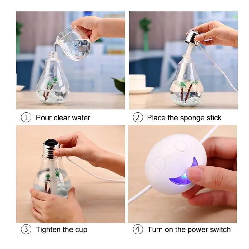 Портативный Новый USB LED мини-лампочки увлажнитель воздуха очиститель