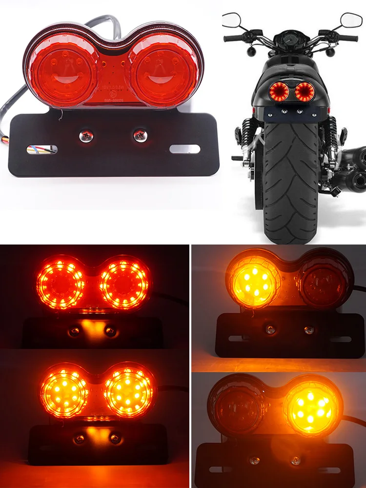 

Универсальный светодиодный задний фонарь для мотоцикла, подставка под номерной знак, указатели поворота, стоп-светильник для Kawasaki, BMW, лампа...