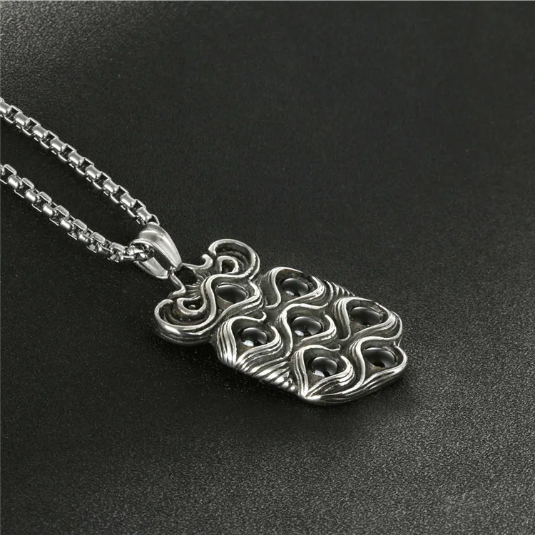 

Punk Gothic Eye Pendants Dog Tag Never Fade 316L Stainless Steel Biker Unique Square Pendants Necklaces for Men Jewerly