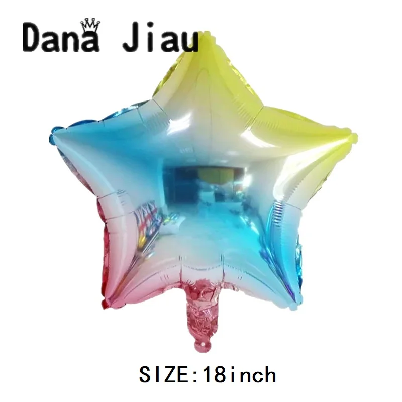 High-quality letter set baloon Pentagram start ball balloon blue yellow inflate toy gradually changing color Happy birthday | Дом и сад