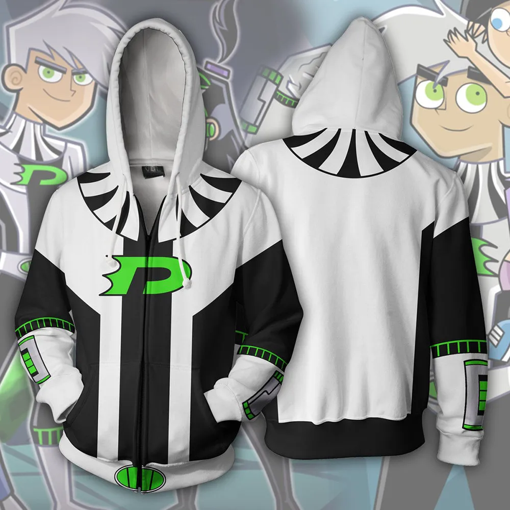 Аниме Danny Phantom толстовки Косплей костюмы осень мужчины и женщины аниме 3D печать
