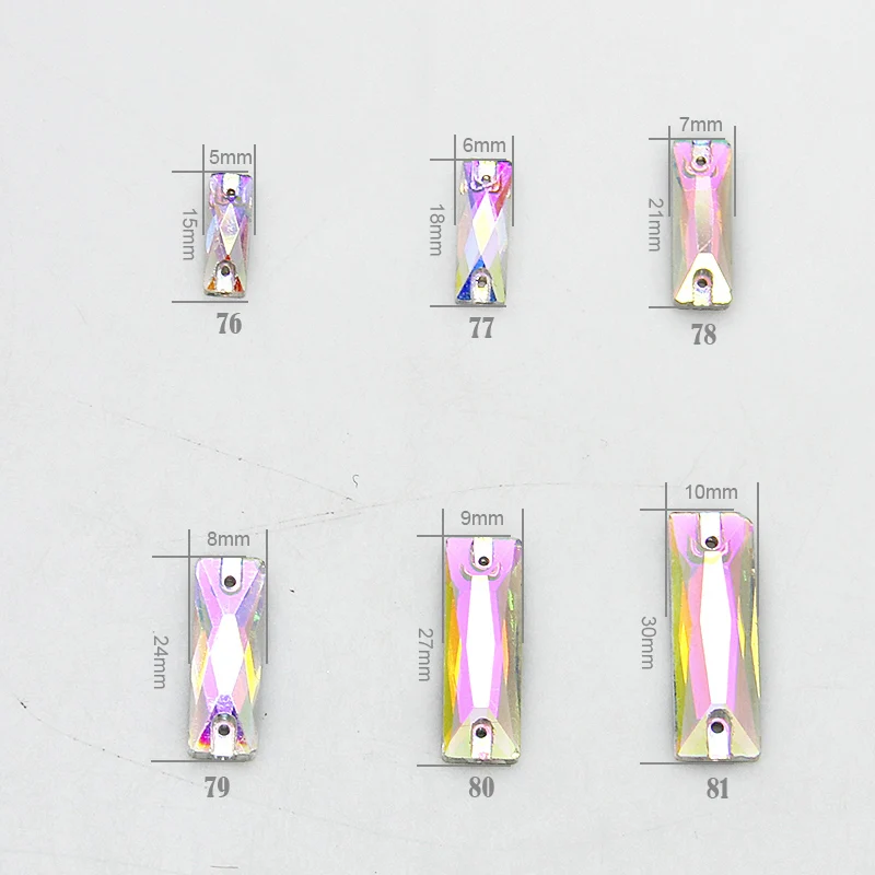 Прямоугольный багет прозрачный с 2 отверстиями 5x15 мм ~ 10x30 мм|sew on stones|sew onglass rhinestones |
