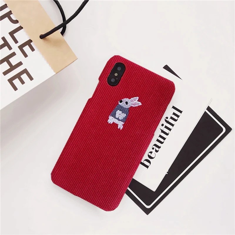 Rabbit Теплый тканевый чехол для телефона для iPhone 11 Pro 6 6S 7 8 Plus X чехол милый овечий Пингвин плюшевый Твердый чехол для iPhone X XR XS MAX - Цвет: Rabbit